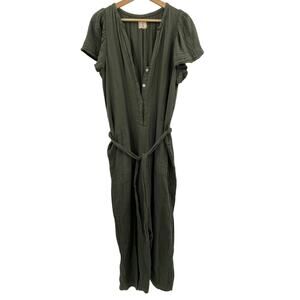 9seed S green cotton gauze jumpsuit